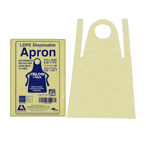 Livingstone Disposable Apron, 71 x 117cm, Recyclable LDPE, Bib Type, Single Pack, White, 100/Box Box
