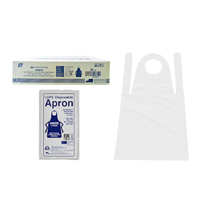 Livingstone Disposable Apron, 71 x 117cm, Recyclable LDPE, Bib Type, Single Pack, White, 100/Box Box