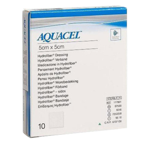 Aquacel Extra Hydrofiber Wound Dressing, 5x5 cm, 10/Pack Pack