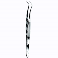 Adler Meriam Dental Tweezers Forceps, 16cm, Angled with Pin and Serrated, Stainless Steel, Each Each