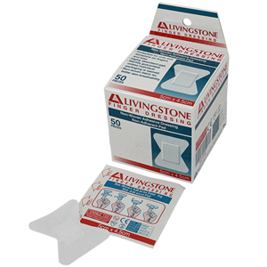 Livingstone Adhesive Joint Finger Dressing, 5 x 4.5cm, Medium, "H" Shape, Non-Adherent Pad, Non-Woven, Sterile, 50/Box Box