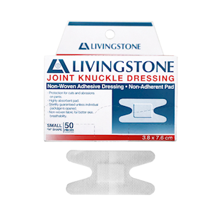 Livingstone Adhesive Joint Knuckle Dressing, 3.8 x 7.6cm, Small, "H" Shape, Non-Adherent Pad, Non-Woven, Sterile, 50/Box Box