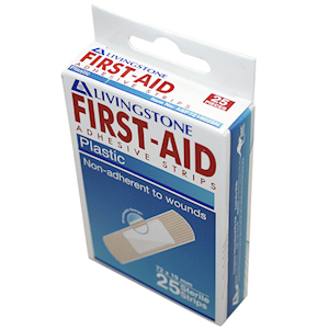 Livingstone Superior Adhesive Recyclable Plastic Strips, 72 x 19mm, Latex Free, 25 Pieces/Box Pack