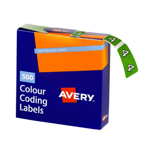 Avery Side Tab Colour Coding Label, '5', 25 x 38mm, Light Green, 500 Labels/Roll Box