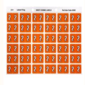 Avery Side Tab Colour Coding Label, '2', 25 x 38mm, Orange, 180 Labels/Pack Pack