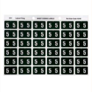 Avery Side Tab Colour Coding Label, '5', 25 x 38mm, Dark Green, 180 Labels/Pack Pack