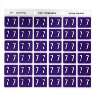 Avery Side Tab Colour Coding Label, '7', 25 x 38mm, Purple, 180 Labels/Pack Pack