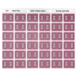 Avery Side Tab Colour Coding Label, '8', 25 x 38mm, Mauve, 180 Labels/Pack Pack