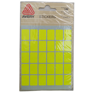 Avery Stickers, 12 x 18mm, Rectangular, Flourescent Green, 180/Pack Pack