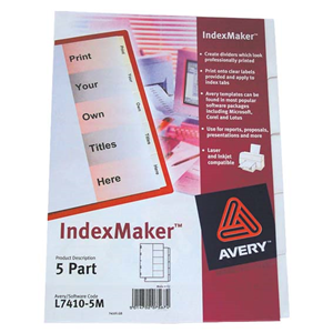 AVERY L7410-5M INDEX MAKER 5 /SET Set