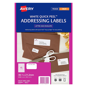 AVERY SPEC. INK. LABELS J8651M65L 38.1X21.2MM 50/PK Pack