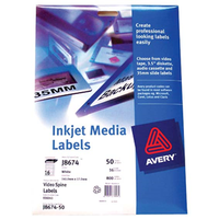 Avery Laser Video Spine Labels, L7674, White, 25/Pack Pack