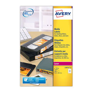 Avery Laser Video Face Labels, L7671R, White, 25/Pack Pack