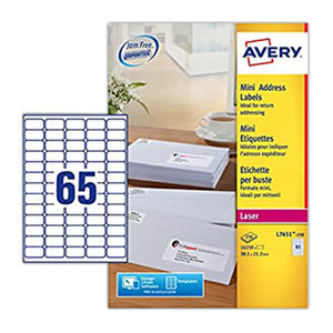 Avery Laser Removable Multi-Purpose Labels, L7651-REV, 65UP, 25/Pack Each