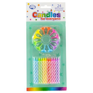 Birthday Candles, with Flower Holder, Assorted Colour, 24 Pieces/Pack Pack