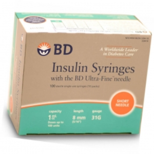 BD Ultra-Fine Insulin Syringes, 0.3ml, with Needle 29 Gauge x 0.5 Inch, 12.7mm, Sterile, 100 Pieces/Box Box
