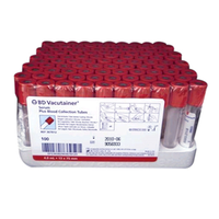 BD Vacutainer Serum Tubes, 13 x 75mm, 4ml, Plain, Red Hemogard Closure, 100/Box (369032) Box