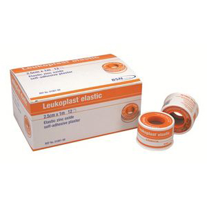 Leukoplast Adhesive Plaster Elastic Zinc Oxide Tape, Width: 25mm x Length: 1m, Orange Spool, Colour: Tan, Each Each
