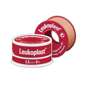 Leukoplast Adhesive Plaster Elastic Zinc Oxide Tape, Width: 25mm x Length: 1m, Orange Spool, Colour: Tan, Each Each