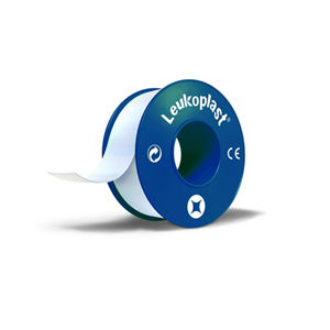 Leukoplast Adhesive Plaster Waterproof Zinc Oxide Tape, Width: 12.5mm x Length: 5m, Blue Spool, Colour: White, Each Roll