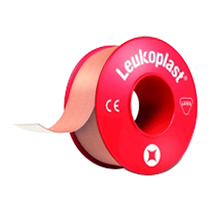 Leukoplast Adhesive Plaster Zinc Oxide Tape, Width: 12.5mm x Length: 5m, Red Spool, Colour: Tan, 24/Box Each