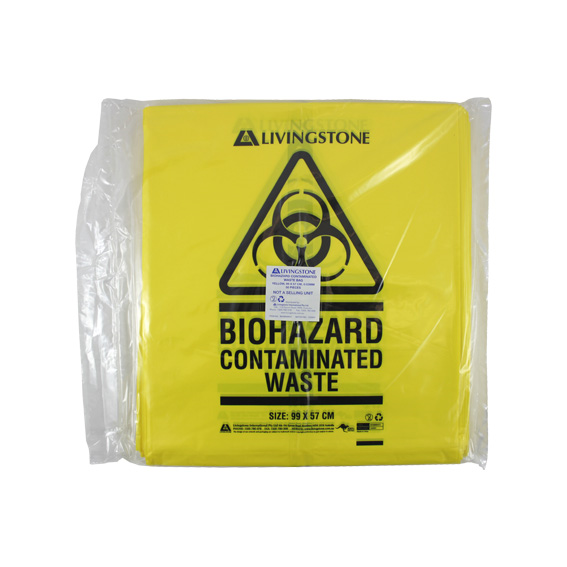 Livingstone Biohazard Autoclavable Waste Bag, 27 x 63cm, 20L, 50 Microns, Opened Diameter: 20cm, Polypropylene, Clear, 500/Carton Carton