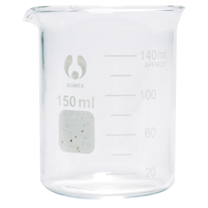 Bomex Beaker, 50ml, Low Form, Graduated with Spout, Borosilicate Glass, Each