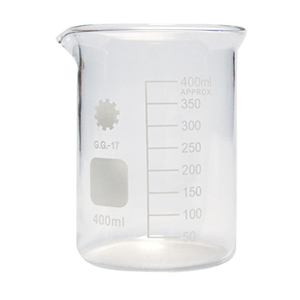 Bomex Beaker, 400ml, Low Form, Graduated with Spout, Borosilicate Glass, 8 Pieces/Box