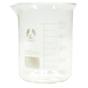 Bomex Beaker, 50ml, Low Form, Graduated with Spout, Borosilicate Glass, Each