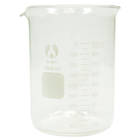 Bomex Beaker, 50ml, Low Form, Graduated with Spout, Borosilicate Glass, Each