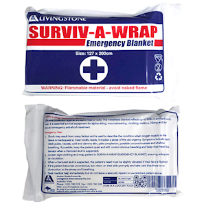 Surviv-A-Wrap Casualty Emergency Rescue Space Blanket, Survival Blanket, Thermal Blanket, 135 x 190cm, 13microns, Silver Colour, Each Each