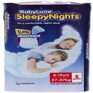 Babylove Sleepy Nights, 8-15 Years, 27-57 kg, 8/Pack Pack