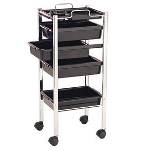 BMP Model 400 Trolley, 5 Tier, 4 Drawers and 1 Top Shelf with Tint Bowl, 86 x 37.5 x 21cm, Chrome Plated Frame, Made in Italy Each