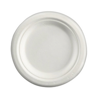 BioPak Round Plant Fibre Plate, 6 Inches or 150mm, Biodegradable, 100pct Sugarcane, White, 125 Pcs/Sleeve, 8 Sleeves/Ctn, 1,000 Pcs/Ctn
