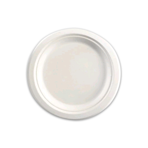 BioPak Round Plant Fibre Plate, 9 Inches or 230mm, Biodegradable 100pct Sugarcane, White, 125 Pieces/Sleeve, 4 Sleeves/Carton, 500/Carton Carton