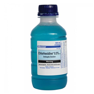 Baxter Chlorhexidine Acetate Aqueous 0.05 Percent w/v, 500ml in Steripour Recyclable Plastic Bottle, Each Piece