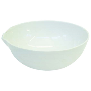 Evaporating Dish, Flat Bottom with Spout, 45ml, 58mm Diameter x 27mm Height, Borosilicate Glass, Each Each
