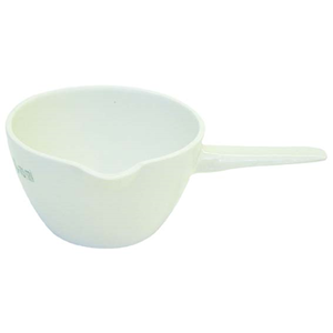 Livingstone Evaporating Dish, 70ml, 66 Diameter x 39 Height mm, Round Bottom with Spout and Handle, Porcelain, Each Each