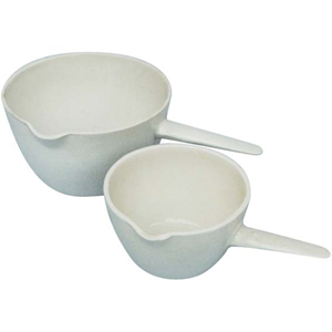 Livingstone Evaporating Dish, 70ml, 66 Diameter x 39 Height mm, Round Bottom with Spout and Handle, Porcelain, Each Each