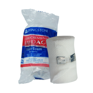 Livingstone Conforming Bandage with Clip, 25mm x 4 Metres Stretched Length (1.5 Metres Unstretched), 12/Pack Pack