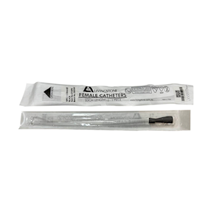 Livingstone Female Catheter, 10FG, Black Colour, 3.33mm Diameter, 23cm Length, Single Wrapped, Sterile, 100 Pieces/Bag Bag