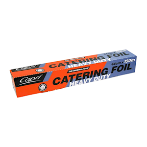 Capri Aluminium Foil Heavy Duty Dispenser Silver 44cm x 150m, 6 Rolls/Carton Carton