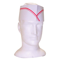 3" (8Cm) Chef Hat Forage Red Stripe Cap 10/Pk 100 Pk/Ctn Carton