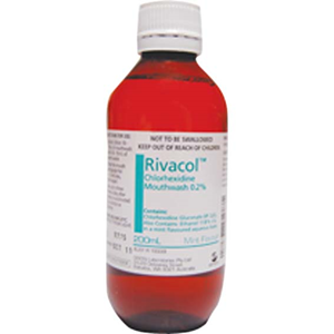 Out of Date, Rivacol Chlorhexidine Mouthwash 0.2 Percent 200ml Bottle Each Original Unopened Condition Price Discounted While Stocks last Each