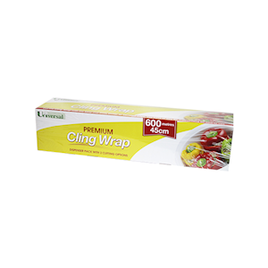 Universal Plastic Cling Wrap In Dispenser Pack, 33cm x 600m, 10 Microns, PVC & BPA Free, Non-Toxic, Each Roll Each