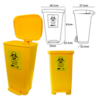 Livingstone Clinical Biohazard Waste Bin, 50 Litre, 385(L) x 370(W) x 650(H) mm, Hands-Free Foot Pedal Opening, Polypropylene Yellow Each Each