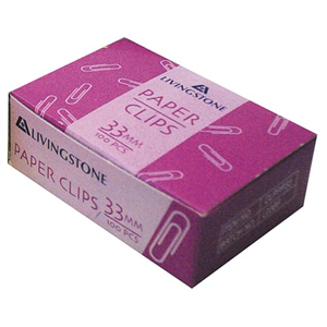 Livingstone Paper Clips, 33mm, Silver Colour, 100 Pieces/Box Box