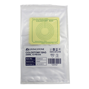 Livingstone Colostomy Bag 240 x 140mm, Stoma Diameter: 25mm, 10/Pack Pack
