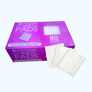 Livingstone Cosmetic Pad Square Cotton, 80/Display Pack Pack