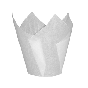 Confeta Paper Tulip Cups, CP50, 150mm, 50mm Base, White, 100 Pieces/Sleeve, 5 Sleeves/Carton, 500 Pieces/Carton Carton